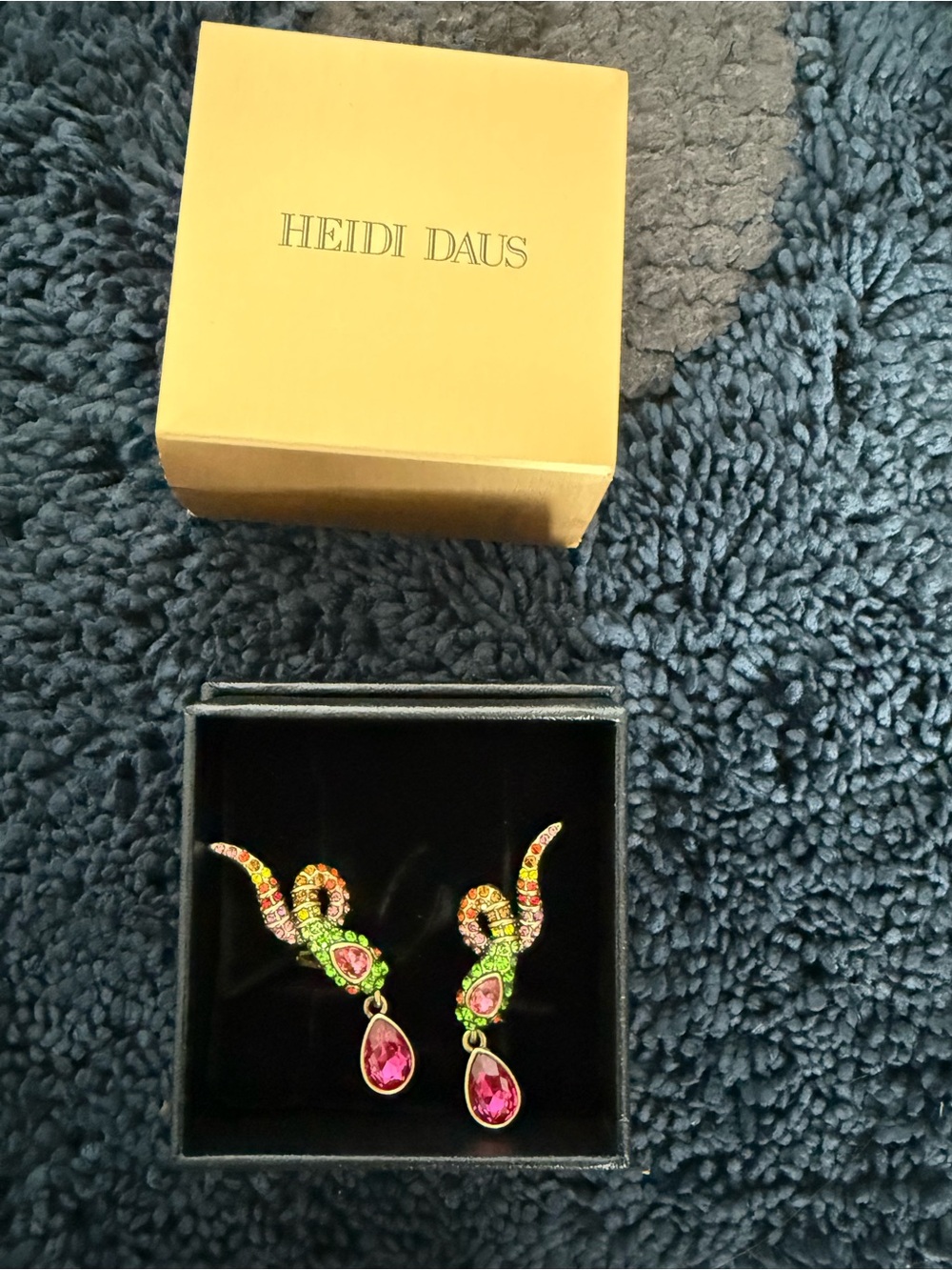 Heidi Daus Pink & Green Crystal Serpentine Drop Earrings